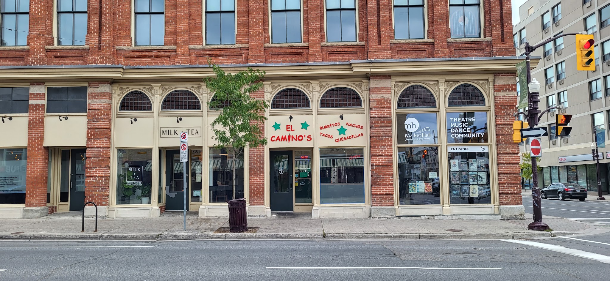 The heritage George Street storefront of Peterborough Square with arched windows